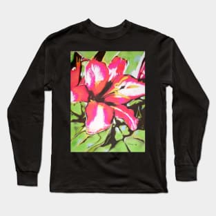 stylized abstract red Lily flower Long Sleeve T-Shirt